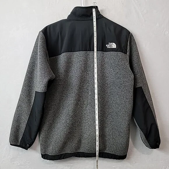 The North Face Denali Jacket Polartec Fleece Teen Boys Full Zip Black Gray XL
